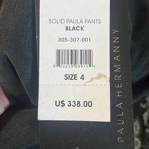 Paula Hermanny Pants Silk Linen Blend Wide Leg Charcoal Size 4